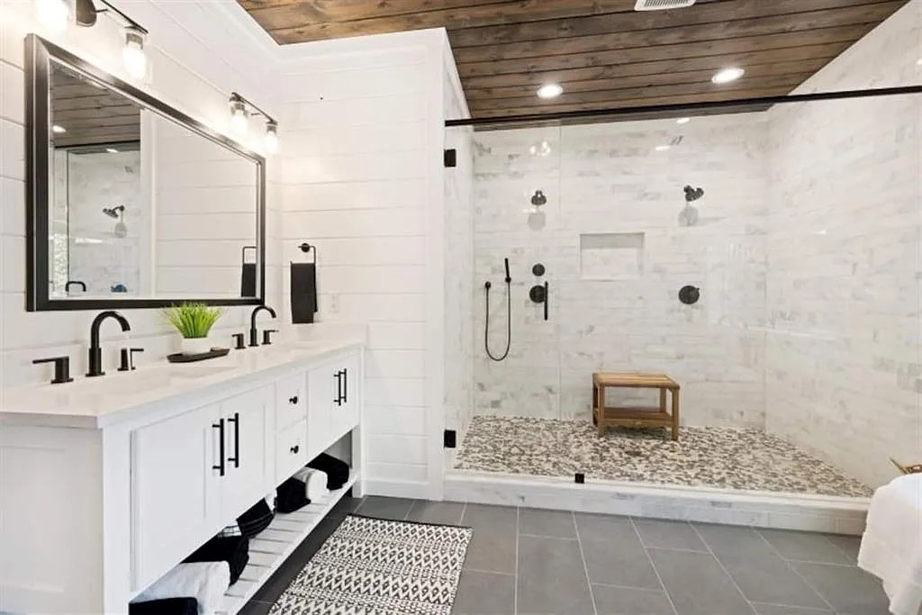 Spa shower and vanity